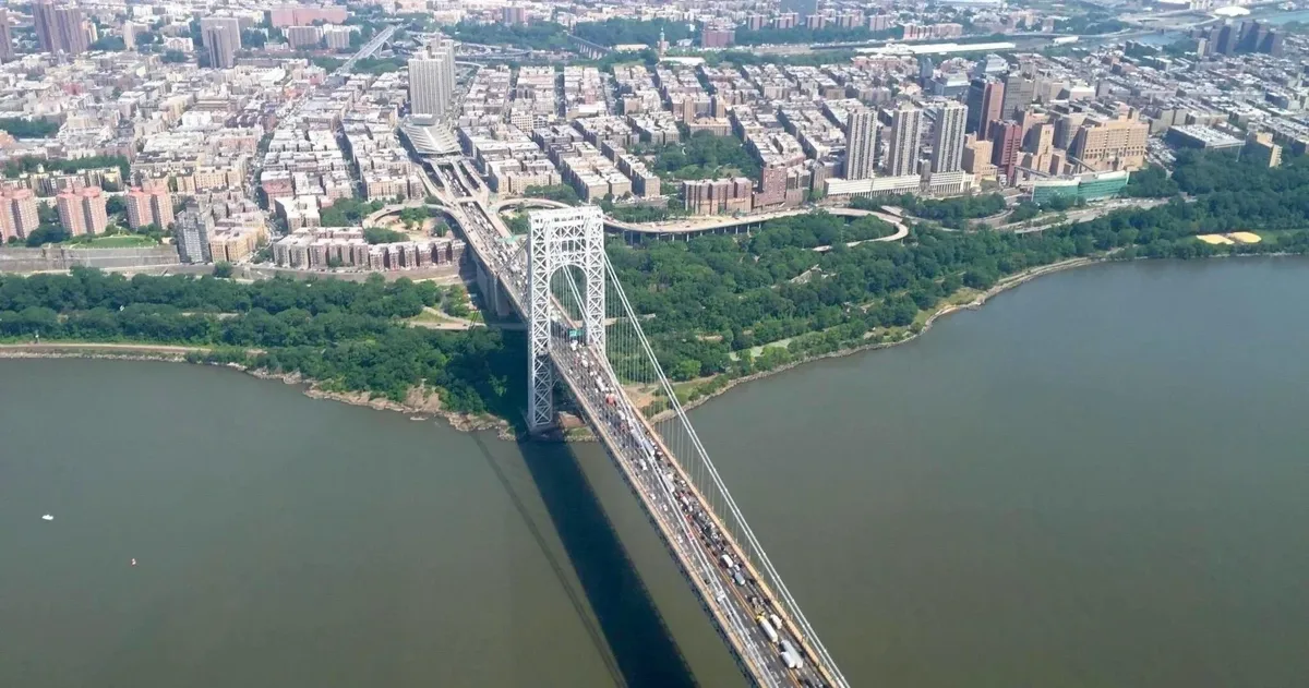 George Washington Bridge and the Hudson River from above