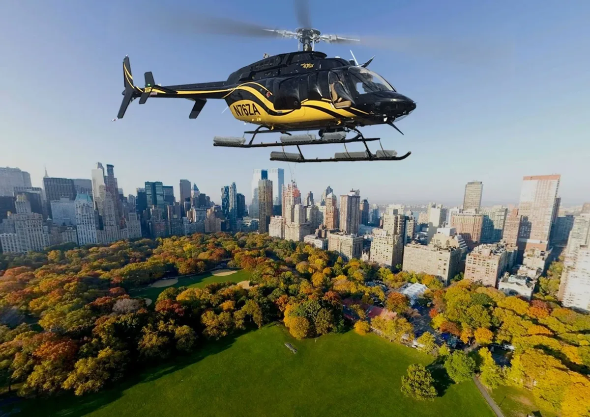 Helicopter flying above Central Park
